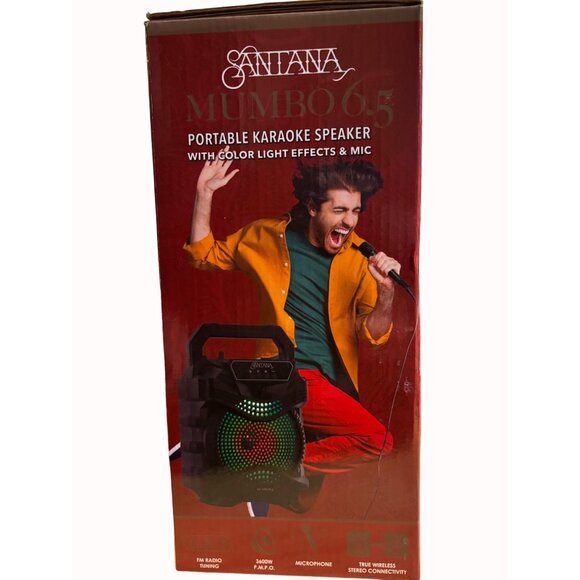 Santana Mumbo 6.5" Portable Karaoke Speaker With Color Light Effects &‎ Mic - Picture 8 of 13